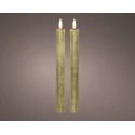 Lumineo LED effet flamme avec flamme vacillante ensemble de bougies de dîner or lot de 2 dia2 cm x 24 cm blanc chaud avec minute