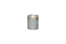 Lumineo LED vlam effect kaars-  met flikkerende vlam-  zilver dia7cm x 13cm warm wit met timer