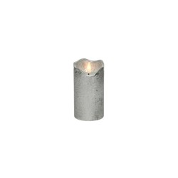 Bougie LED effet flamme Lumineo - avec flamme vacillante - argent dia7cm x 13cm blanc chaud avec minuterie