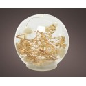 Lumineo Bal van glas met Micro LED verlichting en natuur decoratie 8 lampen Warm wit dia12cm