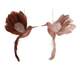 Decoris kerstdecoratie vogel kolibri van foam op clip roze 4x16x20cm