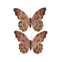 Decoris kerstdecoratie vlinder met clip set van 2 18x12cm