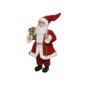 Decoris Père Noël avec paquet en costume de Noël rouge traditionnel 14x25x45cm