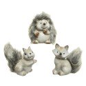Decoris image Animal avec fourrure terre cuite 3ass gris 10,5x6,5x11,5cm