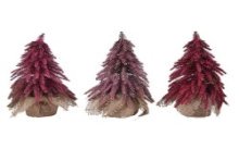 Decoris Mini kerstboom met glitter 3ass roze dia 12x20cm