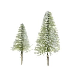 Decoris mini kerstboom op clip set a 4 stuks  2x8cm en 2x14 cm voor binnen gebruik