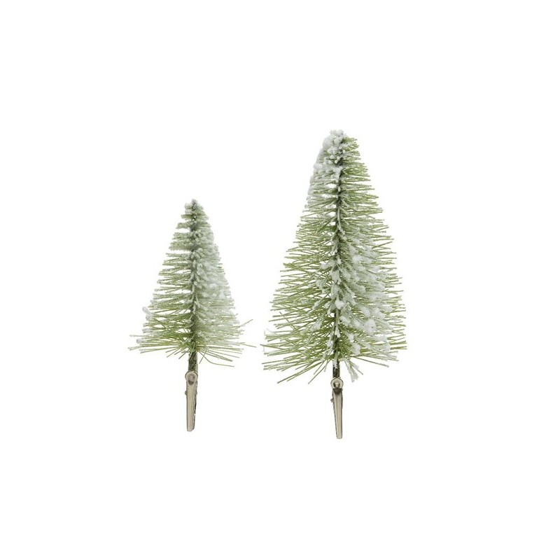 Decoris mini kerstboom op clip set a 4 stuks  2x8cm en 2x14 cm voor binnen gebruik