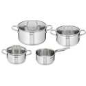 Tefal Virtuoso Set 4-delig RVS kookset  steelpan 16cm kookpannen van 16/20/24cm geschikt voor alle warmtebronnen.