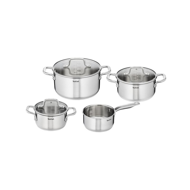 Tefal Virtuoso Set 4-delig RVS kookset  steelpan 16cm kookpannen van 16/20/24cm geschikt voor alle warmtebronnen.