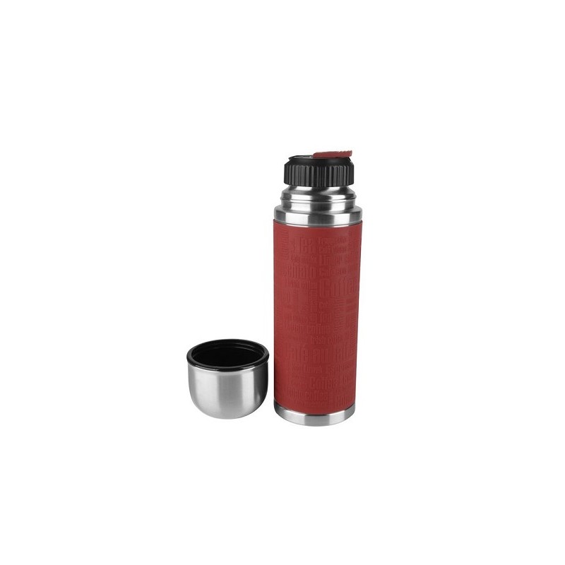 Emsa Senator Bouteille isotherme, Safe Loc, 0,5 L acier inoxydable - manchon silicone/rouge