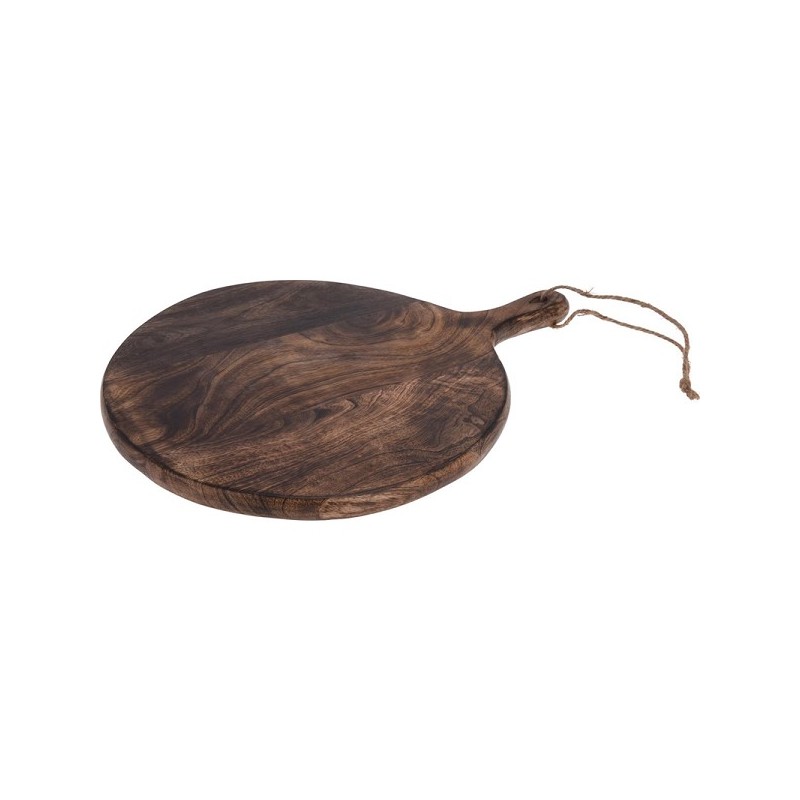 Plateau de service en bois de manguier rond 39xØ29cm