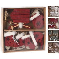 Kerstornamentenset van vilt doos a 10 stuks in 4 assorti kleuren ( per verpakking )