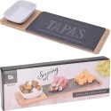 Serveerset Schaal En Plank met tekst "Tapas" 30x10cm