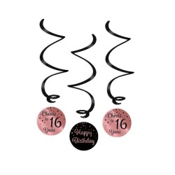 Paperdreams Swirl decorations roze/zwart - 16