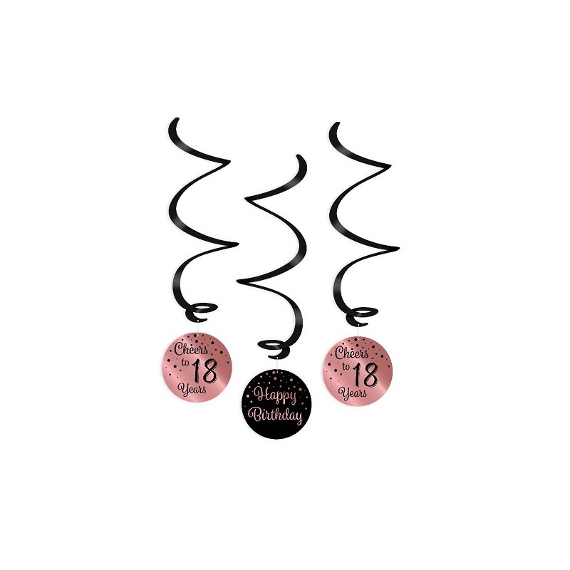 Paperdreams Swirl decorations roze/zwart - 18