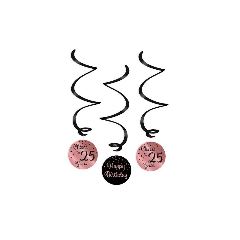 Paperdreams Swirl decorations roze/zwart - 25