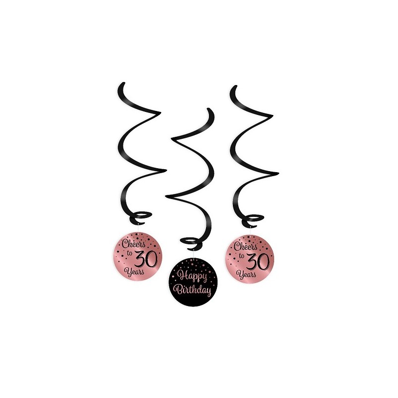 Paperdreams Swirl decorations roze/zwart - 30
