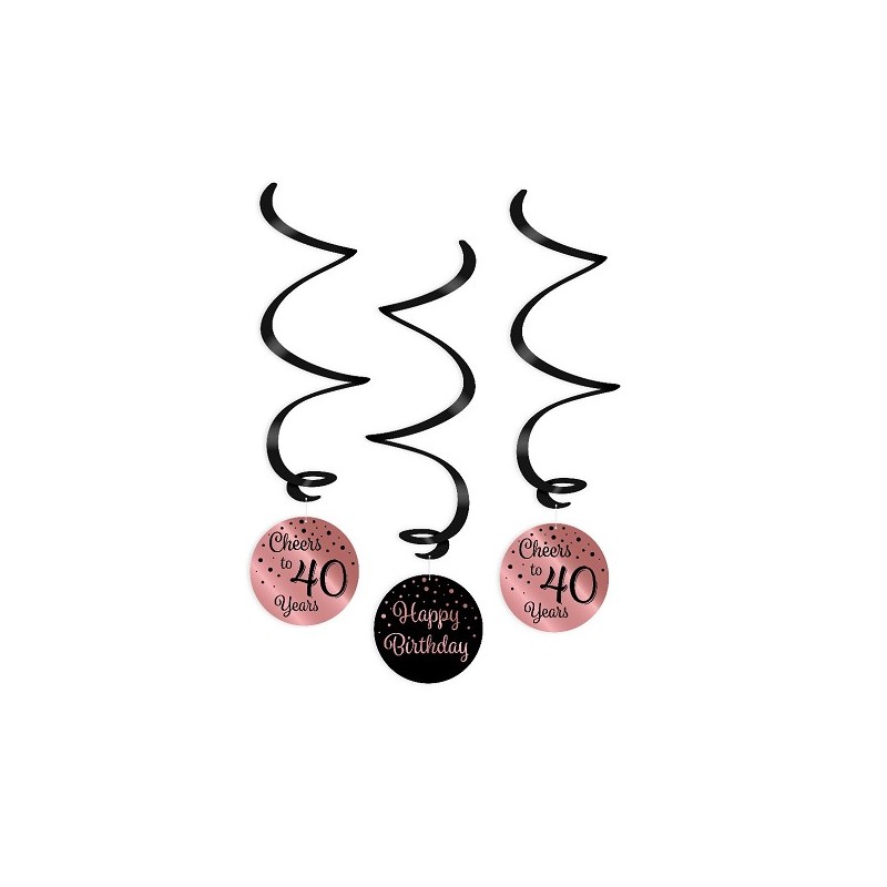 Paperdreams Swirl decorations roze/zwart - 40