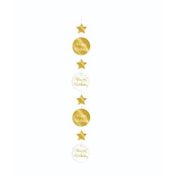 Paperdreams Hanging decoration goud/wit - Happy birthday