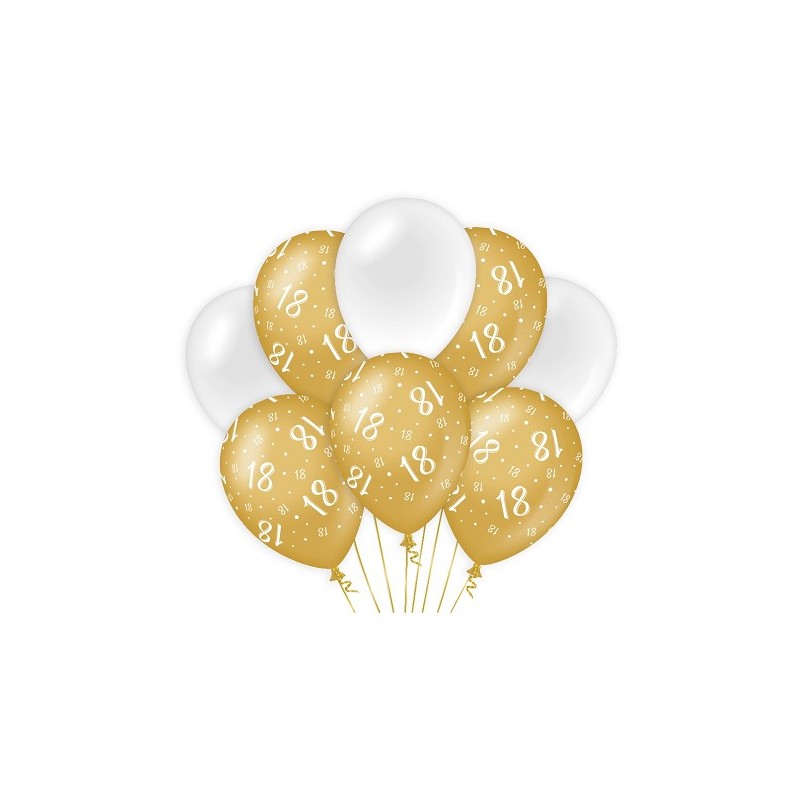 Paperdreams Ballons de décoration or/blanc - 18 Pack de 8 pièces