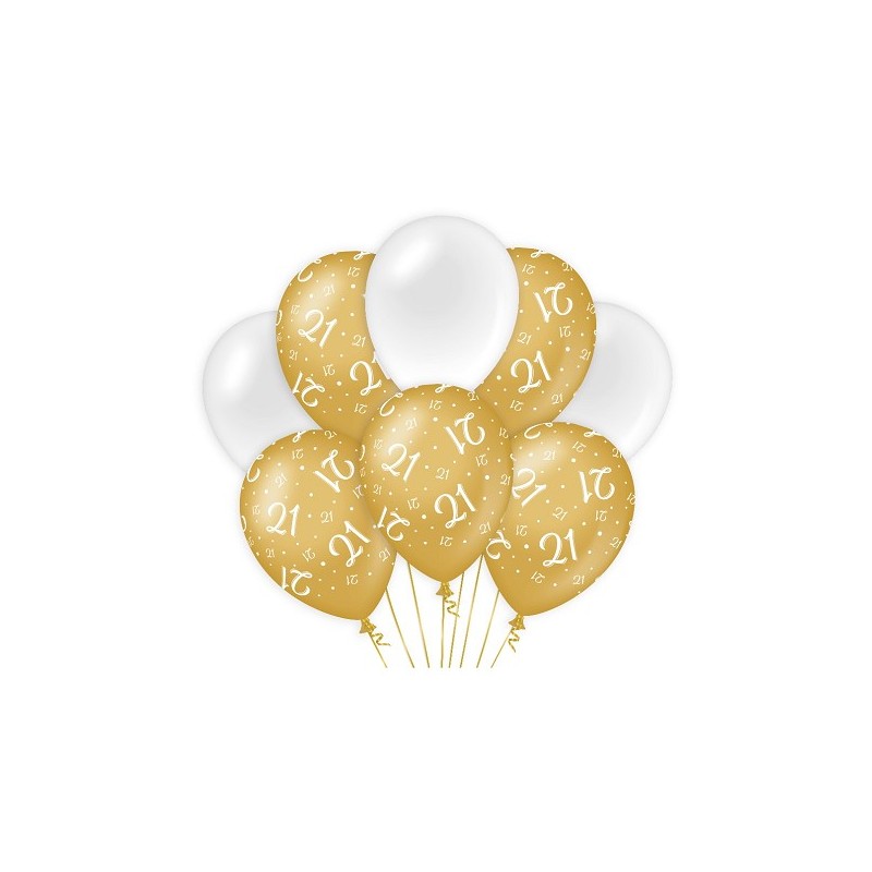 Paperdreams Ballons de décoration or/blanc - 21 Pack de 8 pièces