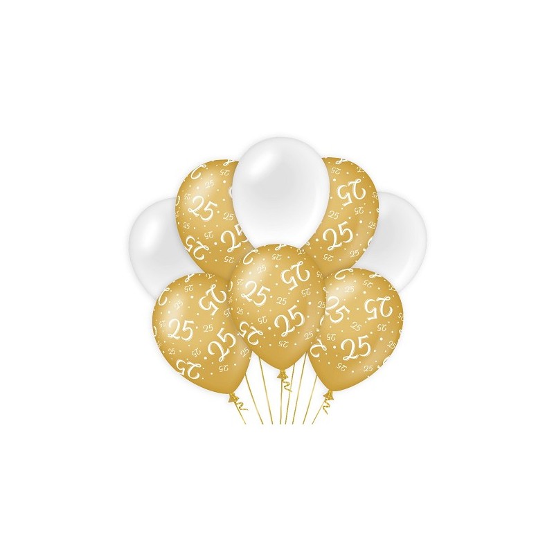 Paperdreams Ballons de décoration or/blanc - 25 Pack de 8 pièces