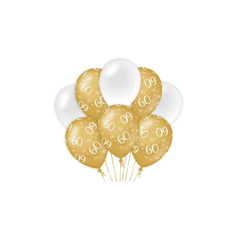 Paperdreams Decoration balloons goud/wit - 60 Verpakking a 8 stuks