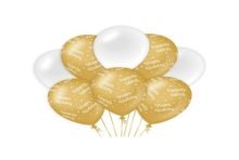 Paperdreams Decoration balloons goud/wit - Happy birthday Verpakking a 8 stuks