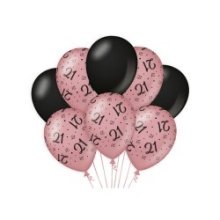 Paperdreams Decoration balloons roze/zwart - 21 Verpakking a 8 stuks