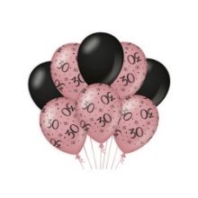 Paperdreams Ballons de décoration rose/noir - 30 Pack de 8 pièces