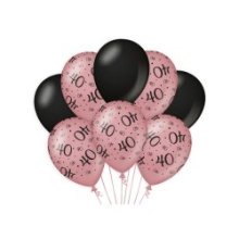 Paperdreams Ballons de décoration rose/noir - 40 Pack de 8 pièces