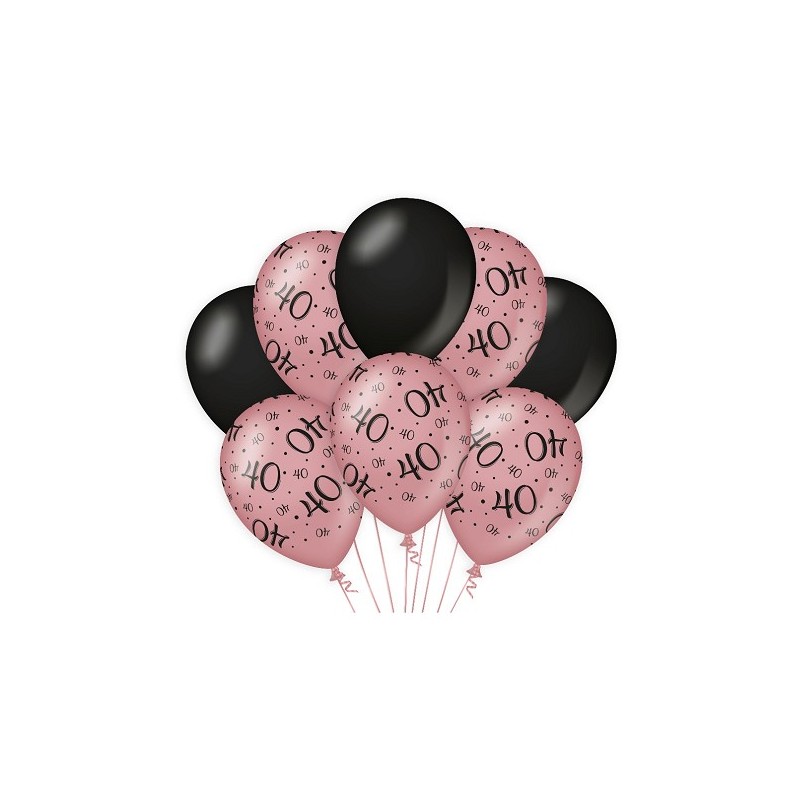 Paperdreams Decoration balloons roze/zwart - 40 Verpakking a 8 stuks