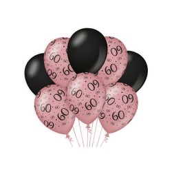 Paperdreams Decoration balloons roze/zwart - 60 Verpakking a 8 stuks