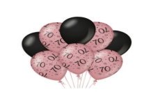 Paperdreams Ballons de décoration rose/noir - 70 Pack de 8 pièces