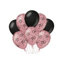 Paperdreams Decoration balloons roze/zwart - 70 Verpakking a 8 stuks