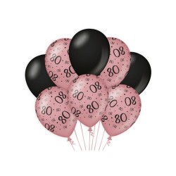 Paperdreams Decoration balloons roze/zwart - 80 Verpakking a 8 stuks
