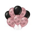 Paperdreams Decoration balloons roze/zwart - Happy birthday Verpakking a 8 stuks