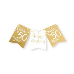 Paperdreams Party flag banner goud/wit - 50