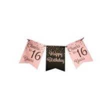 Paperdreams Party flag banner roze/zwart - 16