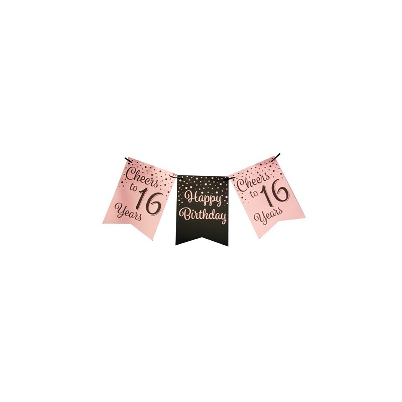 Paperdreams Party flag banner roze/zwart - 16