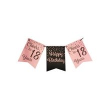 Paperdreams Party flag banner roze/zwart - 18