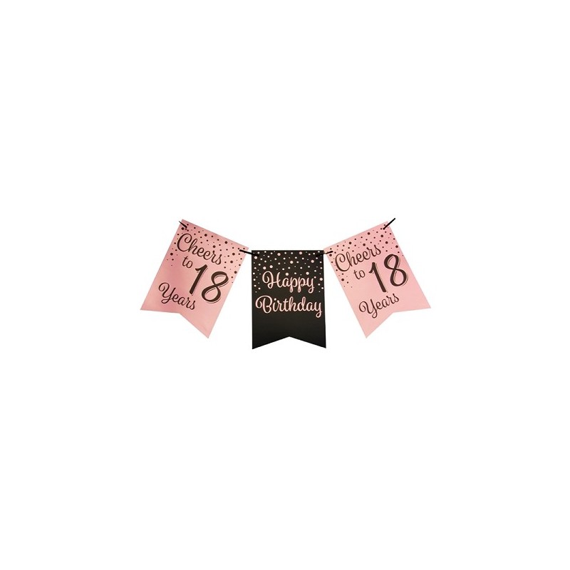 Paperdreams Party flag banner roze/zwart - 18