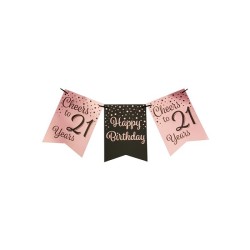 Paperdreams Party flag banner roze/zwart - 21