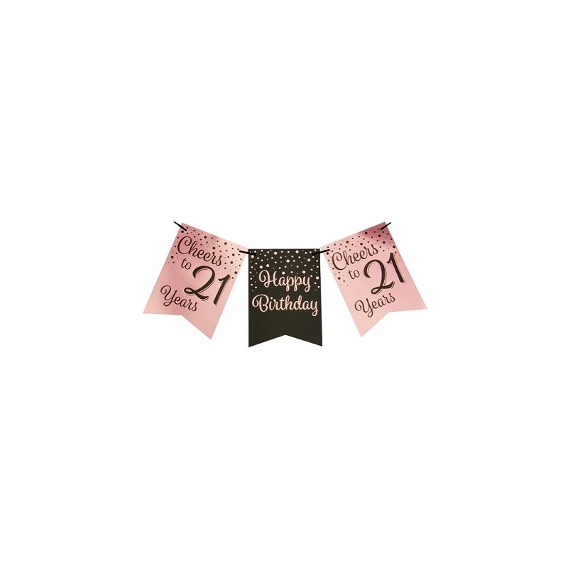 Paperdreams Party flag banner roze/zwart - 21