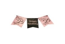 Paperdreams Party flag banner roze/zwart - 25