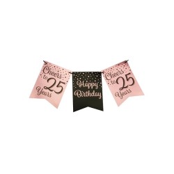 Paperdreams Party flag banner roze/zwart - 25
