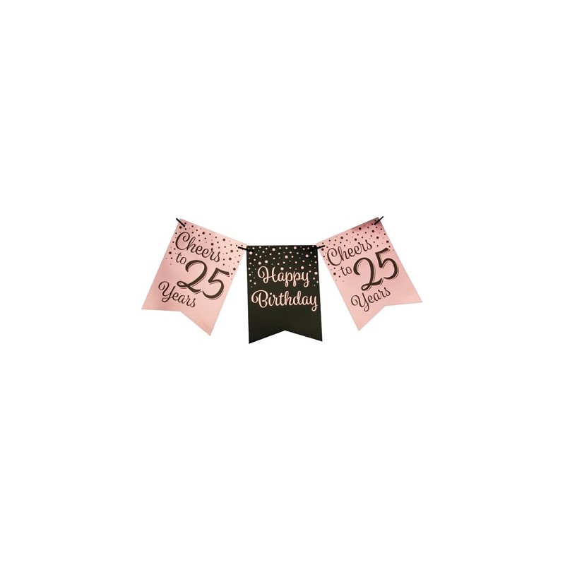 Paperdreams Party flag banner roze/zwart - 25