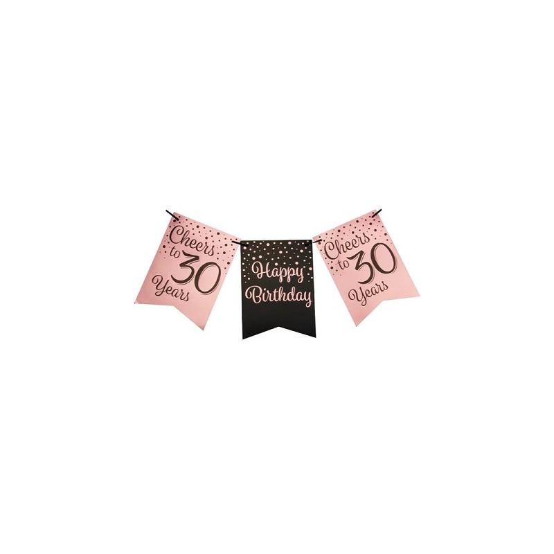 Paperdreams Party flag banner roze/zwart - 30