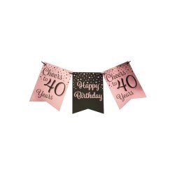 Paperdreams Party flag banner roze/zwart - 40