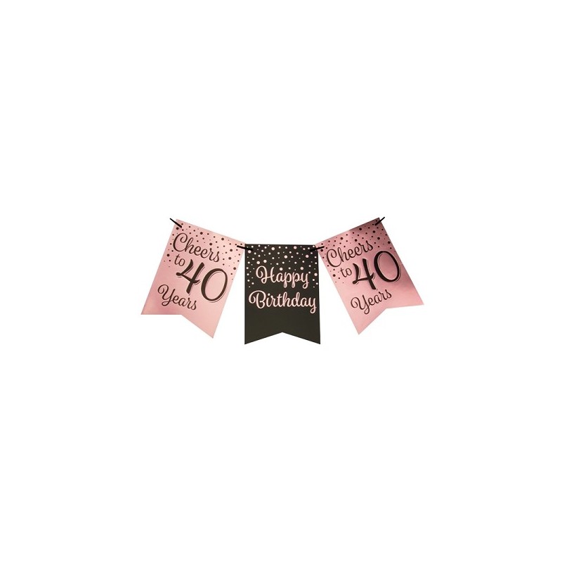Paperdreams Party flag bannière rose/noir - 40